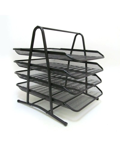 Лоток горизонтальний металевий «Сітка» на 4 відділення чорний, ТМ J.Otten