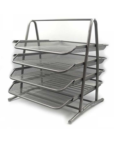 Лоток «Сітка» горизонтальний металевий на 4 відділення срібний 300х350 мм, ТМ J.Otten