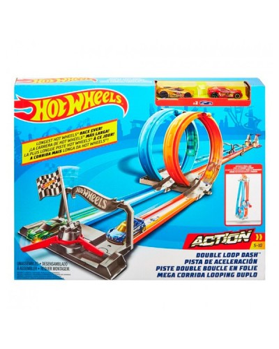 Трек «Подвійна петля», портативний, Hot Wheels