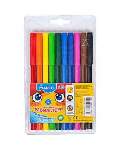 Фломастери «Super Washable» на 10 кольорів, ТМ Marco