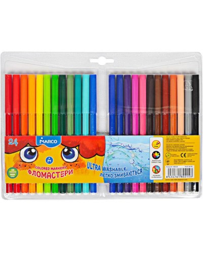 Фломастери «Super Washable» на 24 кольори, ТМ Marco