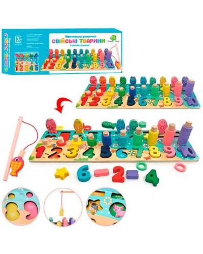 Центр розвиваючий «Свійські тварини»: магнітні цифри, фігури, магнітна рибалка, у коробці 41,5х14х5,5 см