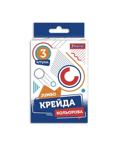 Крейда «Geometry» JUMBO кольорова, 3 шт, ТМ 1 Вересня