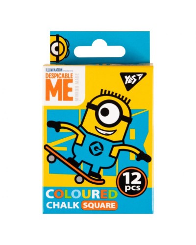 Крейда «Minions» кольорова квадратна з 12 шт, ТМ Yes
