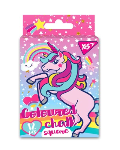 Крейда «Unicorn» 12 шт на 6 кольорів квадратна, ТМ YES