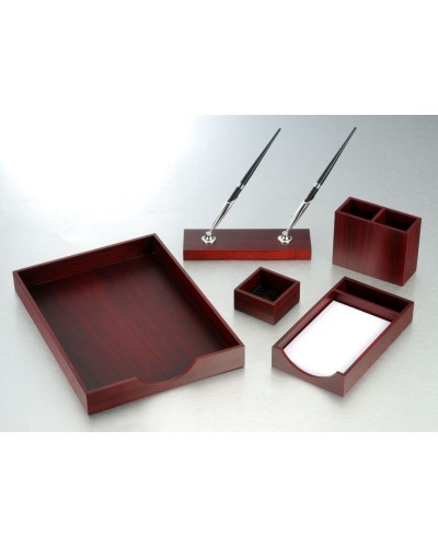 Набір настільний дерев'яний з 5 предметів «Червоне дерево»
