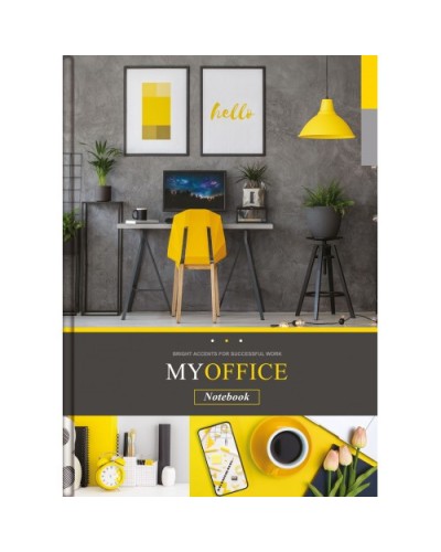 Блокнот «Офіс» А6 на 48 аркушів у клітинку з твердою палітуркою та ламінованою обкладинкою, в асортименті, ТМ Рюкзачок