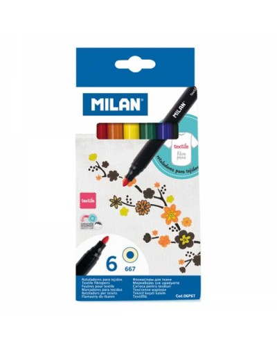 Фломастери по тканині, 6 кольорів,ТМ MILAN