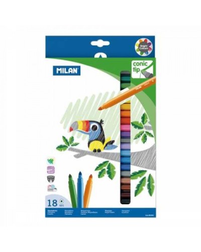 Фломастери товсті, 18 кольорів, ТМ MILAN