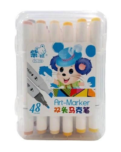 Набір скетчмаркерів «Mouse» на 48 кольорів з круглим/скошеним наконечником, трикутний корпус