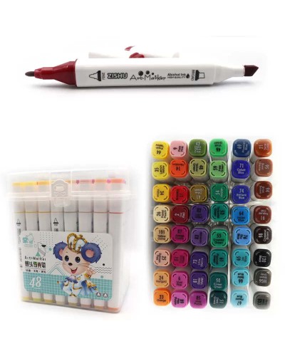 Набір скетч маркерів «Mouse» на 48 кольорів зі кругл/скошеним наконечником у трикутному пластиковому корпусі