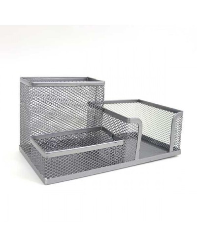 Органайзер настільний «Сітка» 20х10х10 см на 3 відділення металевий срібний, J.Otten