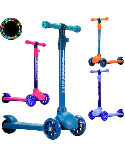 Самокат 3-колісний з колесами PU зі світлом, в асортименті