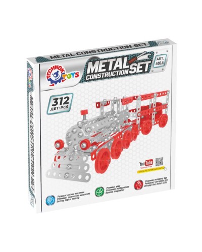 Конструктор металевий «Потяг», 312 деталей, у коробці 19х19х3,5 см, ТМ Технок