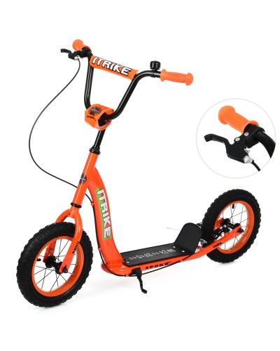 Самокат підлітковий, сталь, 2-колісний, гума, 12 д, підніжка 28-11см, ручне гальмо, помаранчевий