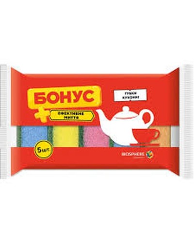 Губка для посуду 5+2 шт, ТМ Бонус