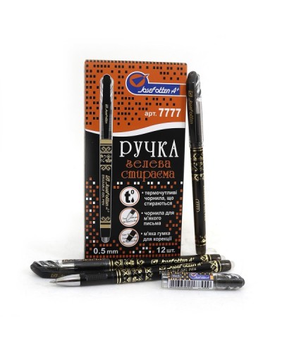 Ручка «Пиши-стирай» гелева 0,5 мм з товстим наконечником чорна, J. Otten