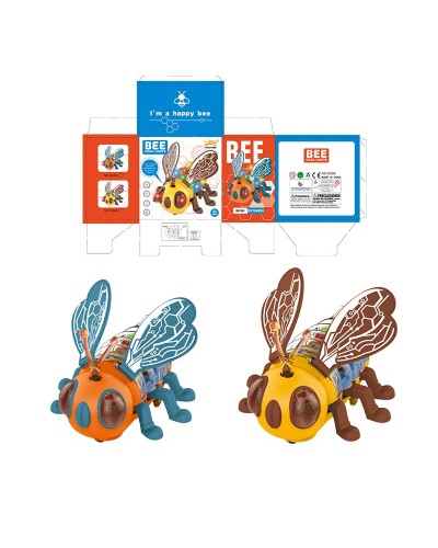 Муха музична, прозорий корпус, кольорові внутрішні деталі, світло, в асортименті