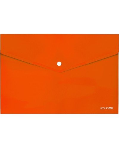 Папка-конверт на кнопці А4 180 мкм прозора з фактурою «глянець» помаранчева, ТМ Economix