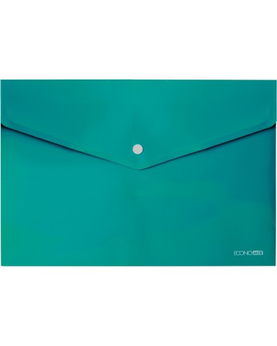 Папка-конверт на кнопці А4 180 мкм прозора з фактурою «глянець» бірюзова, ТМ Economix