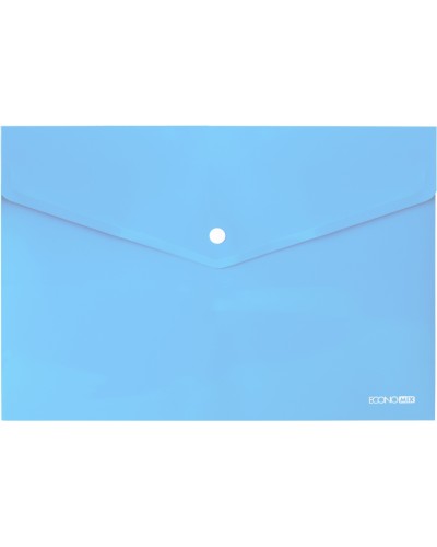 Папка-конверт на кнопці А4 180 мкм прозора, фактура «глянець» блакитна, ТМ Economix
