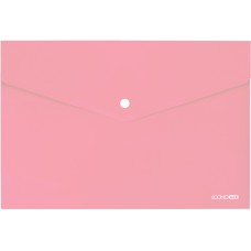 Папка-конверт на кнопці А4 180 мкм прозора, фактура «глянець», пастельна рожева, ТМ Economix