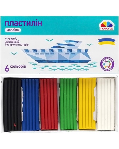 Пластилін дитячий «Мозаїка» на 6 кольорів, 72 г