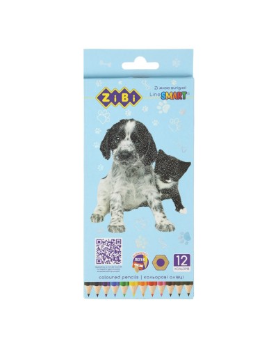 Олівці «Собаки та коти» на 12 кольорів шестигранніі, SMART