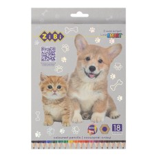 Олівці кольорові «Собаки та коти» шестигранні на 18 кольорів, SMART Line