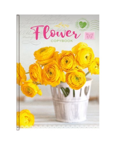 Блокнот «Квіти» А5 на 96 аркушів у клітинку з твердою ламінованою обкладинкою, в асортименті, ТМ Рюкзачок