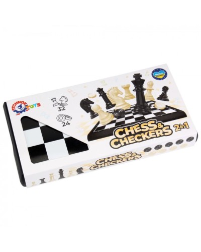 Набір з шашок 24 фігури та шахів 32 фігури, у коробці 28х18х4 см, ТМ Технок