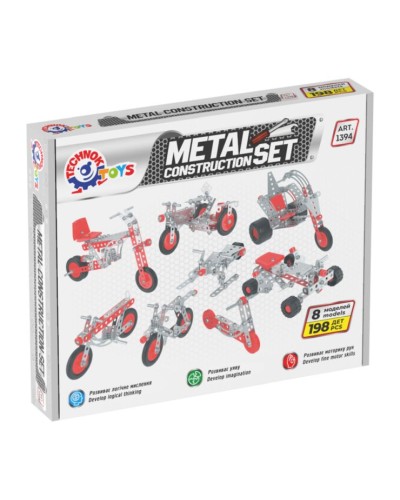 Конструктор металевий «Мототранспорт» на 198 деталей, у коробці 31х24,5х4,5 см, ТМ Технок