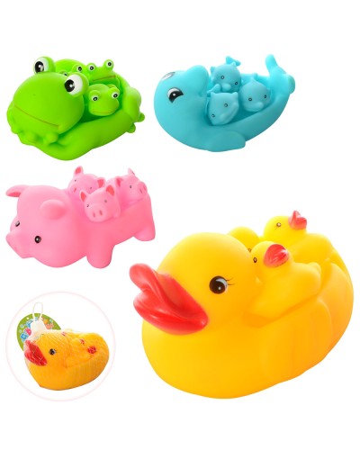 Набір для купання «Тваринка» з 4 фігурок-пищалок, в асортименті, у сітці 12х9х7 см