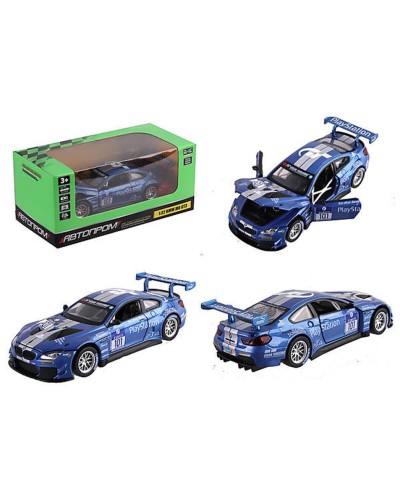 Машина «BMW M6 GT3» 15 см металева зі світлом та дверима що відкриваються, на батарейці, у коробці 18х9х8 см, АВТОПРОМ