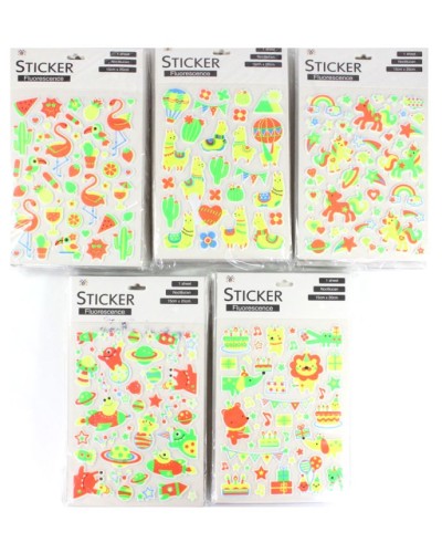 Набір наліпок дитячих з ПВХ неонових 26х16 cм, в асортименті