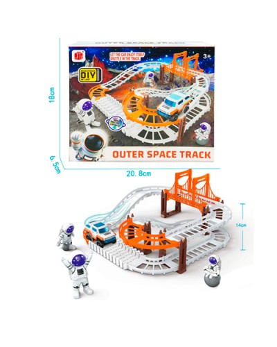 Трек «Космодром» з машинкою 8 см фігуркою 10 см, на батарейці, в коробці 21х18х6,5 см