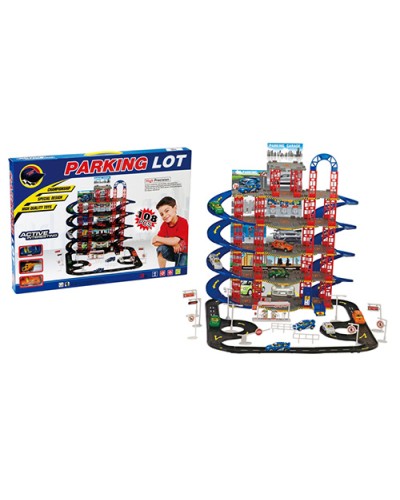 Гараж на 5 поверхів з 2 машинками, вертольотом та дорожніми знаками, у коробці 62х45х5 см