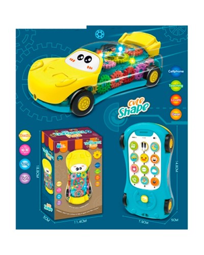 Машина-телефон 15 см зі звуком, світлом, рухомими деталями та англійською озвучкою, на батарейці, у коробці 19х11,5х5 см