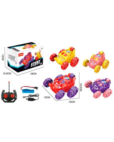 Машинка р/у, акум, USB зарядка, перевертень, 360, звук, світло, в асортименті, в кор-ці,