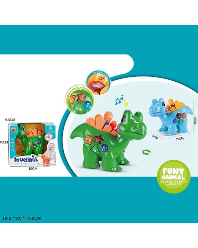 Динозаврик музичний зі світлом та звуком, на батарейці, в асортименті, у коробці 19х9,5х16 см