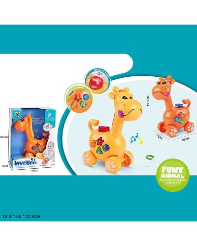 Жираф музичний, на батарейці, світло, музика, в асортименті, у коробці 18х9х23,5 см