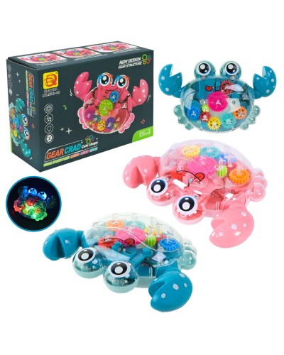 Крабик музичний з прозорим корпусом та рухомими деталями, на батарейці, в асортименті, у коробці 16,5х6х11,5 см