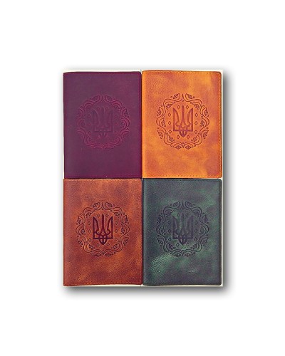 Обкладинка на паспорт «Герб великий» зі шкіри 135х100 мм