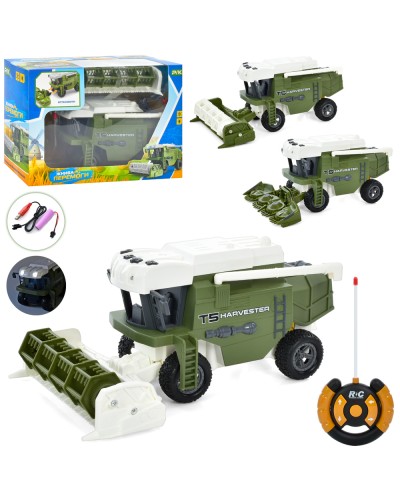 Комбайн 21см р/к на акумуляторі з USВ, гумовими колесами та причіпом, в асортименті, у коробці 31,5х21х13 см