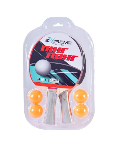 Набір для настільного тенісу: 2 ракетки та 4 м'ячики, в слюді 20х31,5х4 см