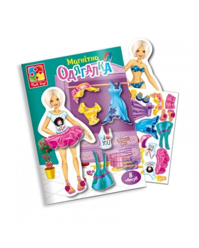 Гра настільна «Магнітна одягалка. Блондинка» з 21 магніта та ляльки, на листі 17х27,5 см, ТМ Vladi Toys