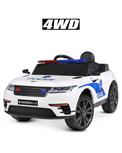 Машина «Поліція», 2,4G, 2 мотори 35 W, 1аккум. 12 V 7 AH, р/к, пульт, EVA, шкіра, TF, чорно-біла