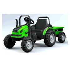 Трактор р/к 2,4G з 2 моторами по 35 W на 1 аккумуляторі 12V 7-9AH з колесами EVA, USB, музикою та шкіряним сидінням, зелений