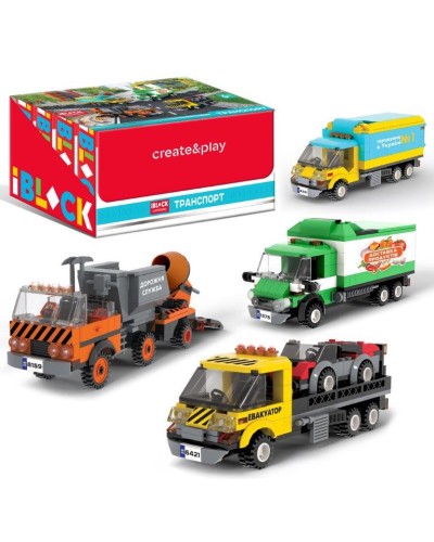 Конструктор «Міські служби» на 215-227 деталей, в асортименті, у коробці 22х16х6, 8 шт у боксі 45х25х17 см, IBLOCK