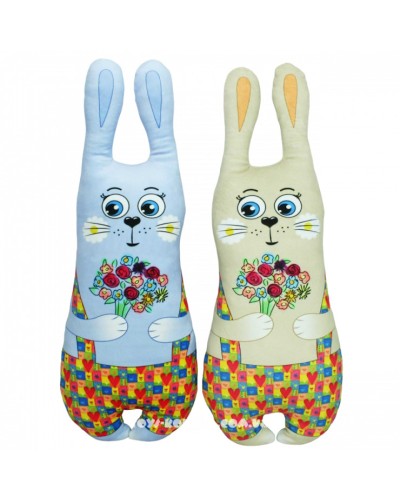 М`яка іграшка-обіймашка «Сплюшка зайчик 2» 62х21 см, ПП Копиця